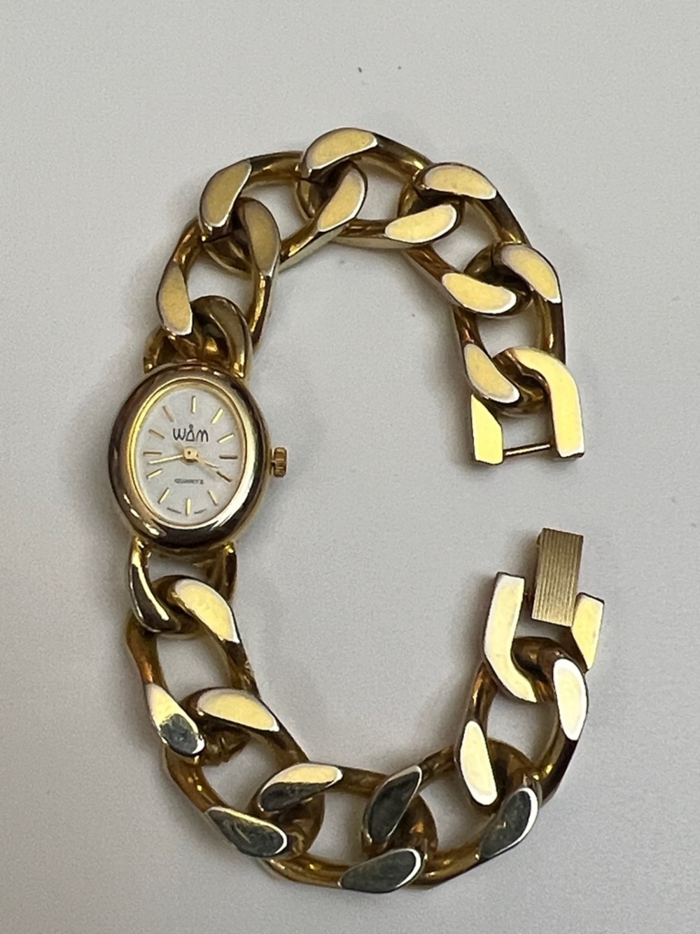 WAM Gold-Tone Chain Link Bracelet Watch
